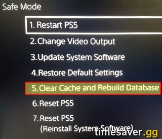PlayStation 5 Safe Mode menu showing the Rebuild Database option — the fix that cleared Memory Error 968053563-0 for most console players