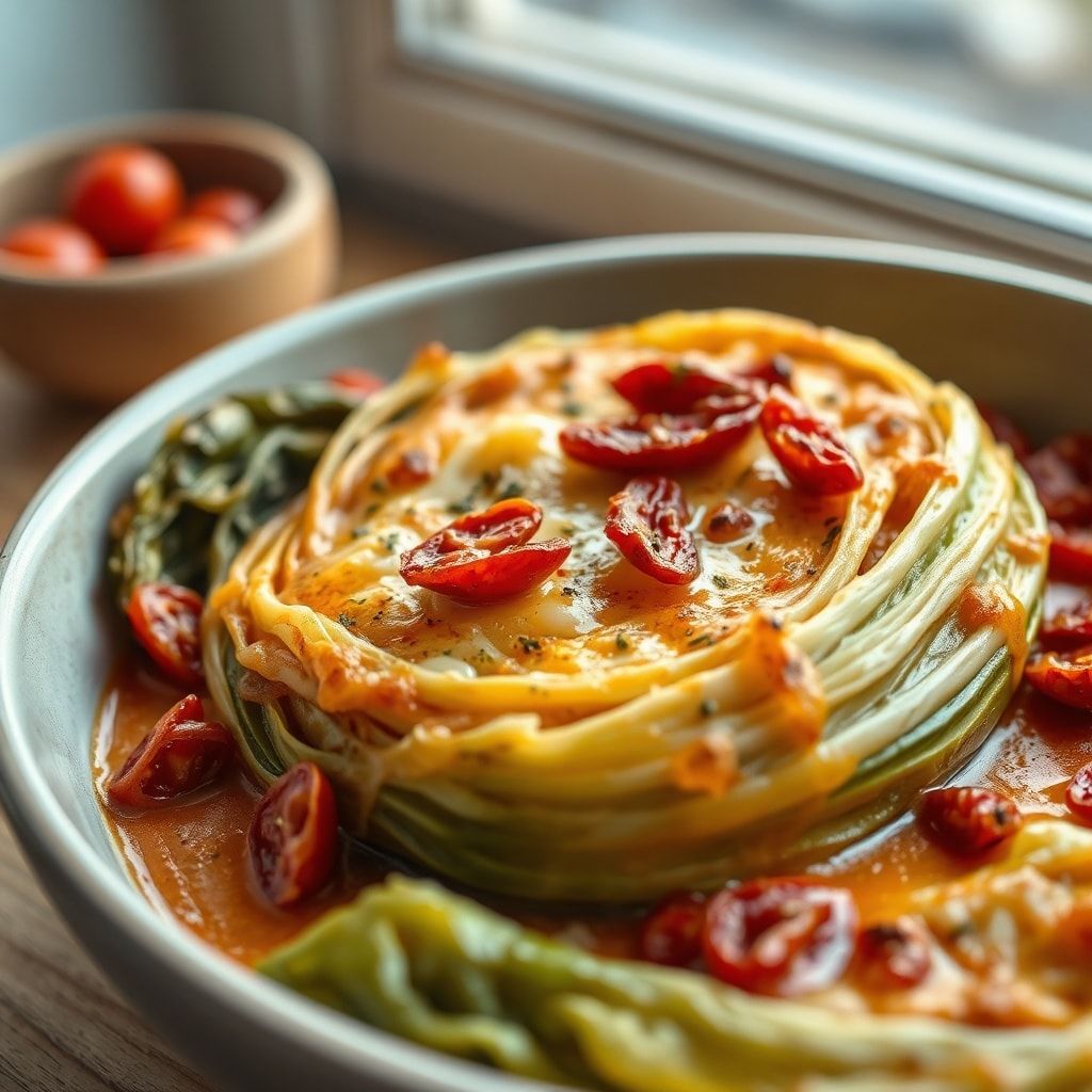 Creamy Baked Cabbage with Sun-Dried Tomatoes Recipe – Easy Weeknight Comfort