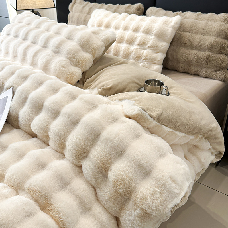 Winter Coral Fleece Bedding Set