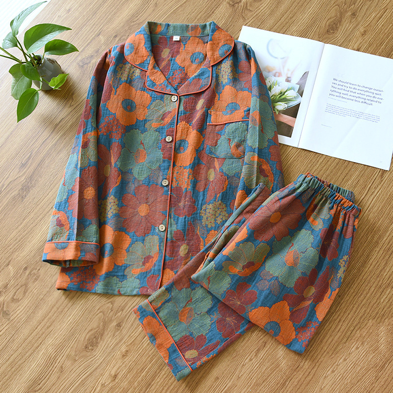 Damen-Schlafanzug aus Baumwoll-Jacquard