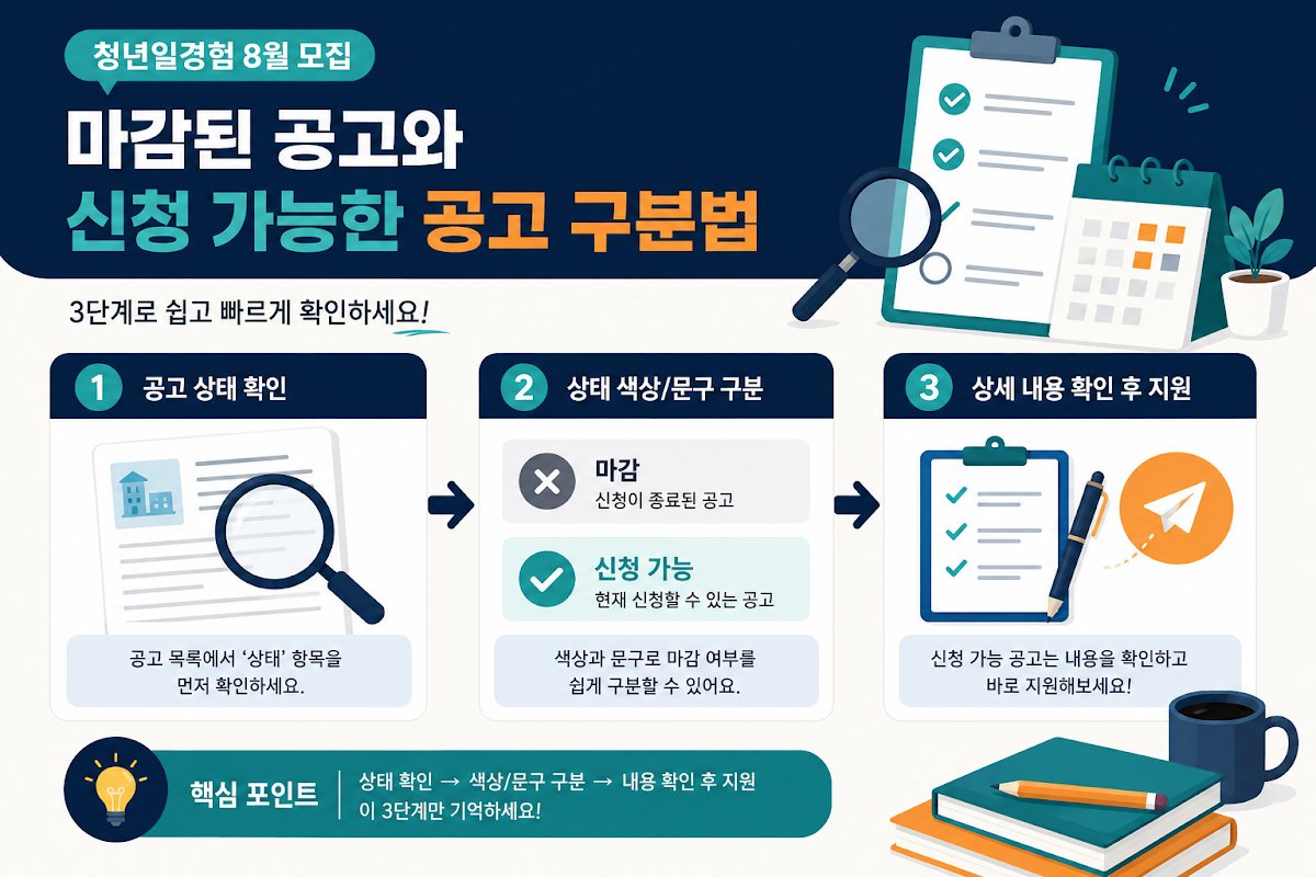 청년일경험 8월 모집 상태별 차이 비교