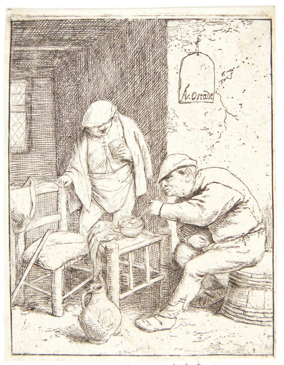 Three farmers smoking and drinking in a tavern 1682