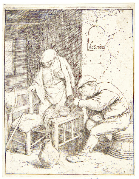 Three farmers smoking and drinking in a tavern 1682