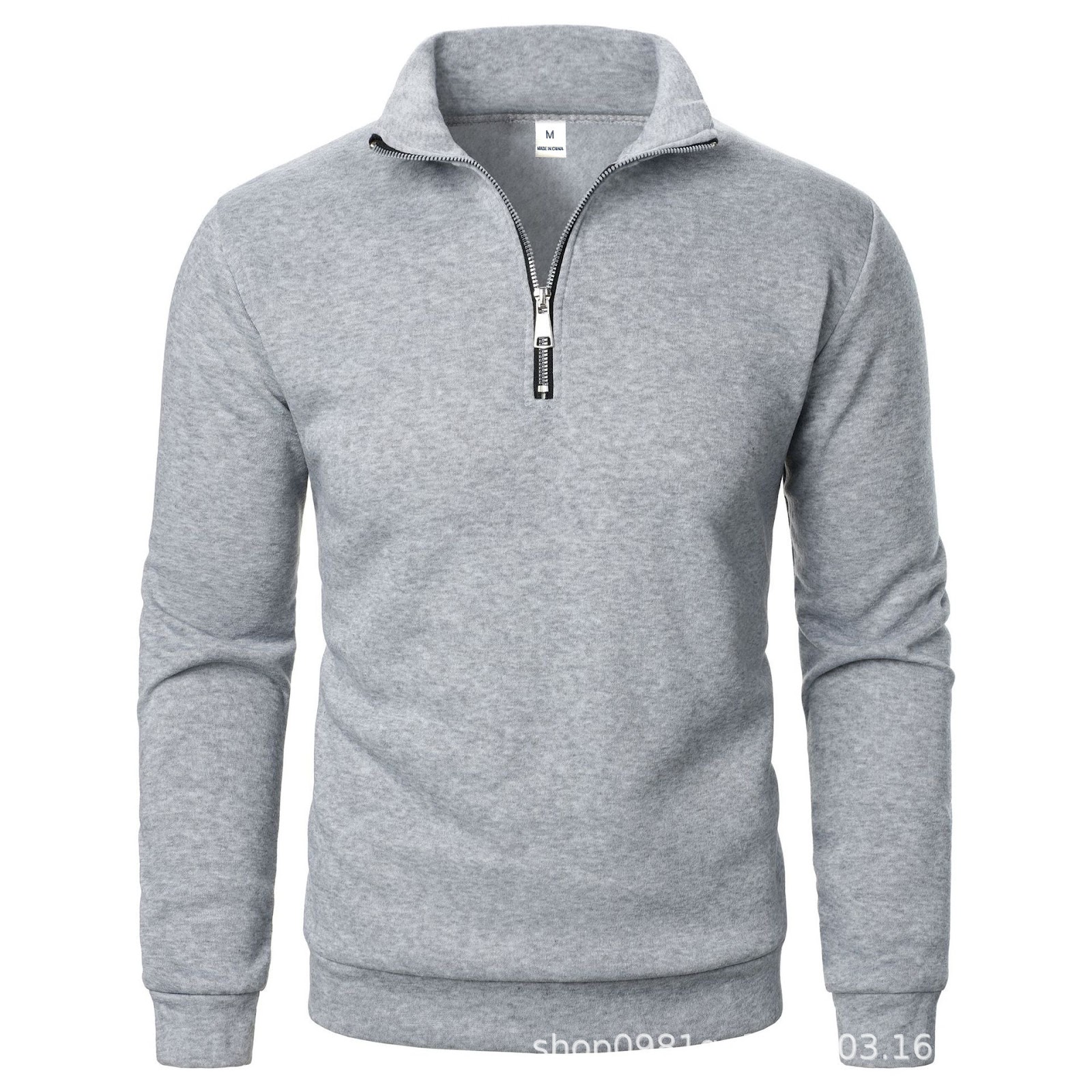 Gefüttertes Stehkragen-Sweatshirt mit Viertel-Reißverschluss