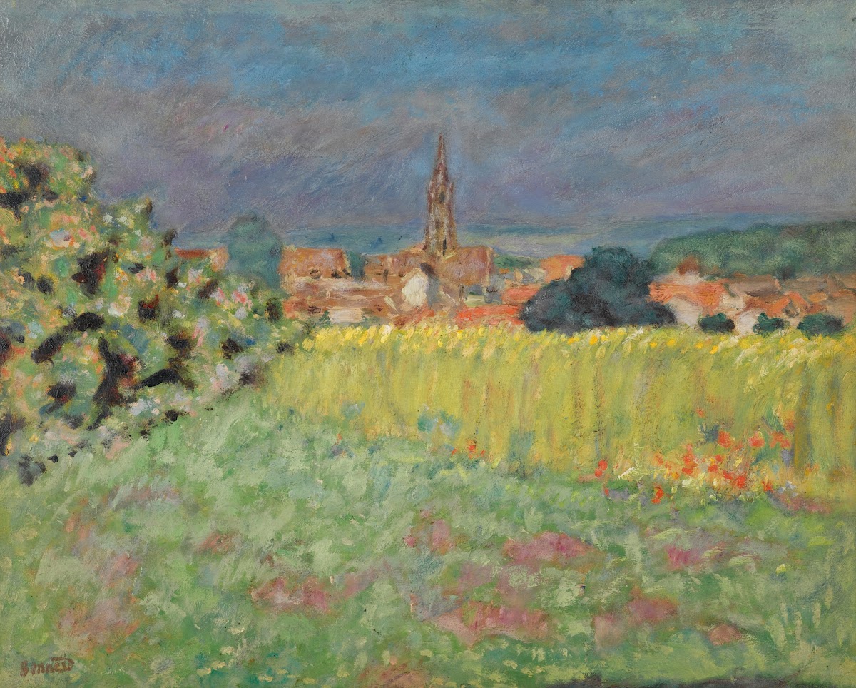 Le Champ De Blé Devant Léglise circa 1907
