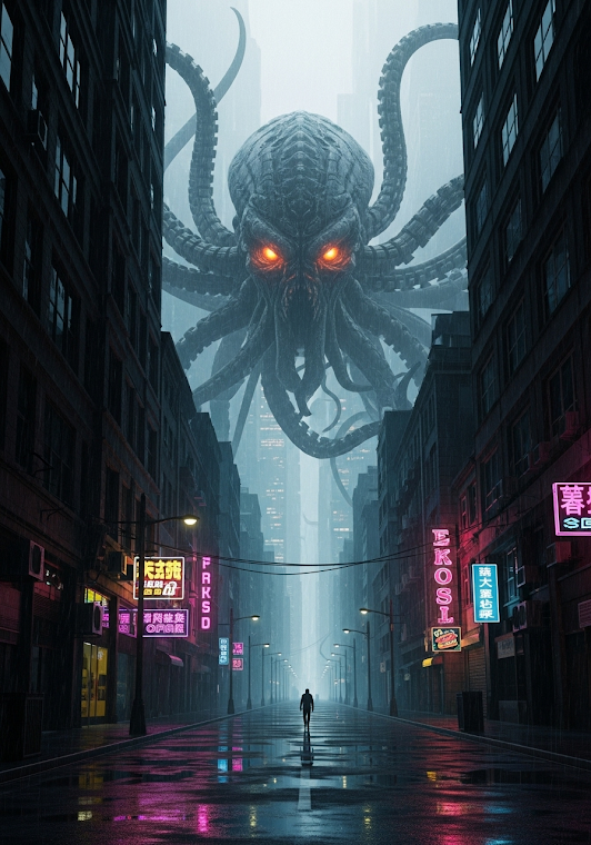 Cthulhu Invasion City Night