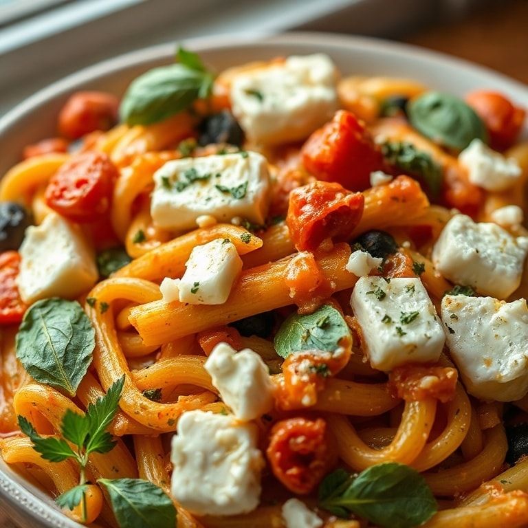 Easy Mediterranean Vegetable Pasta Bake with Feta and Mozzarella – Quick, Cheesy Comfort finished