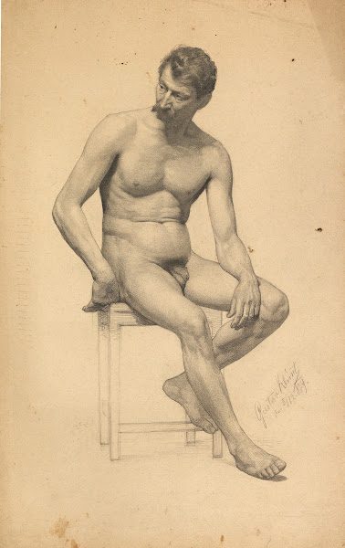 Sitzender männlicher Akt 1879