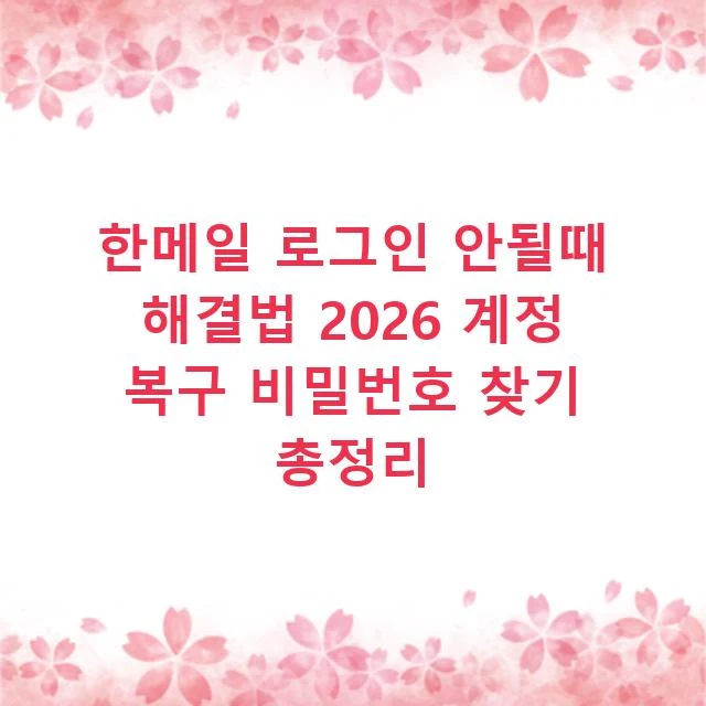 한메일 로그인 안될때 해결법 2026 계정 복구 비밀번호 찾기 총정리