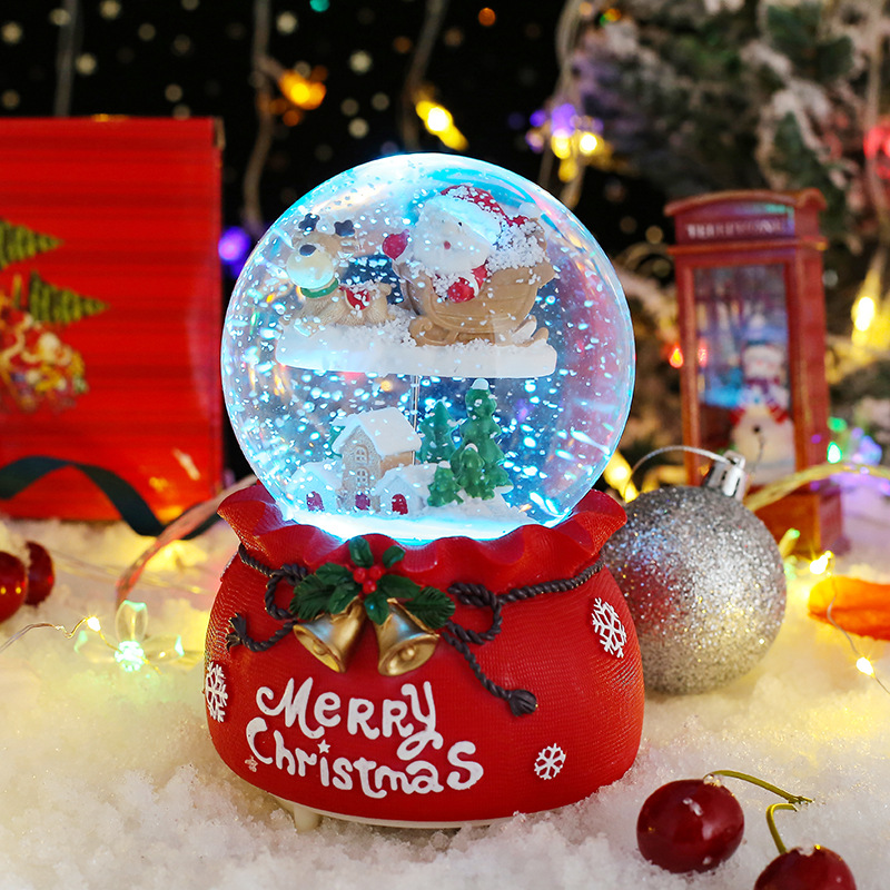 Christmas snow globe with music and light