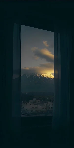 Mount Fuji View From Window Full HD iPhone Wallpaper Background