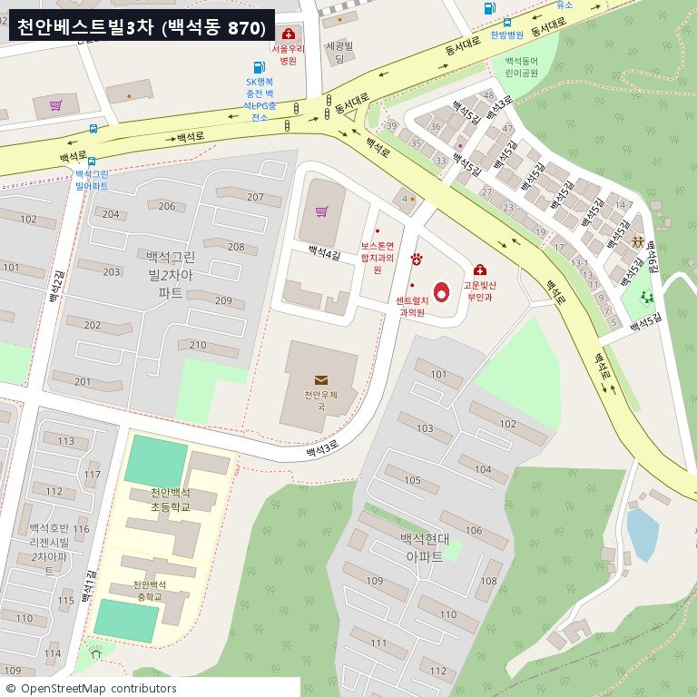 천안베스트빌3차 상세 위치
