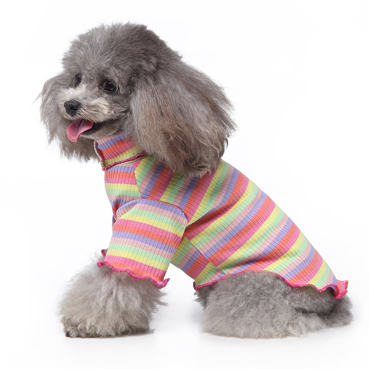 High-Collared Sweatshirt for Dogs, Stripes, Polyester-Cotton