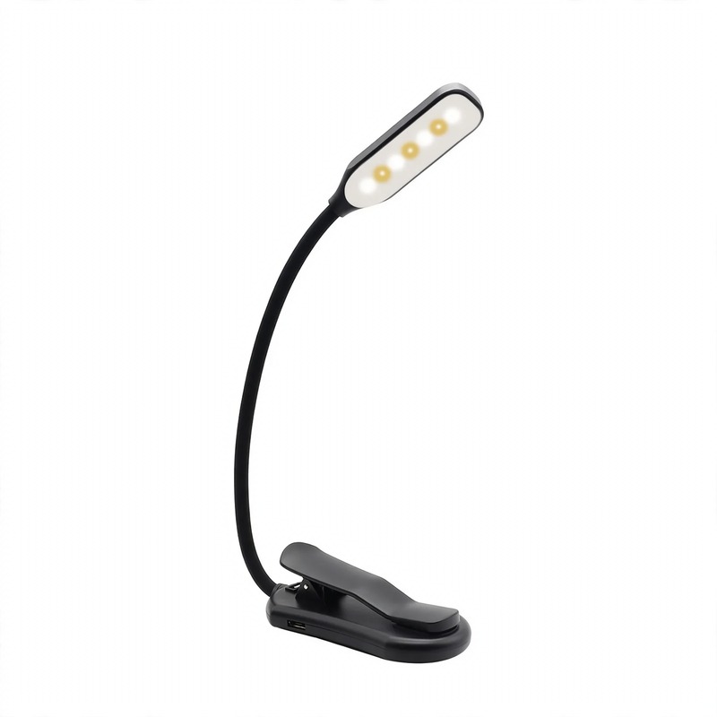 Kompakte LED-Leselampe mit Clip, dimmbar
