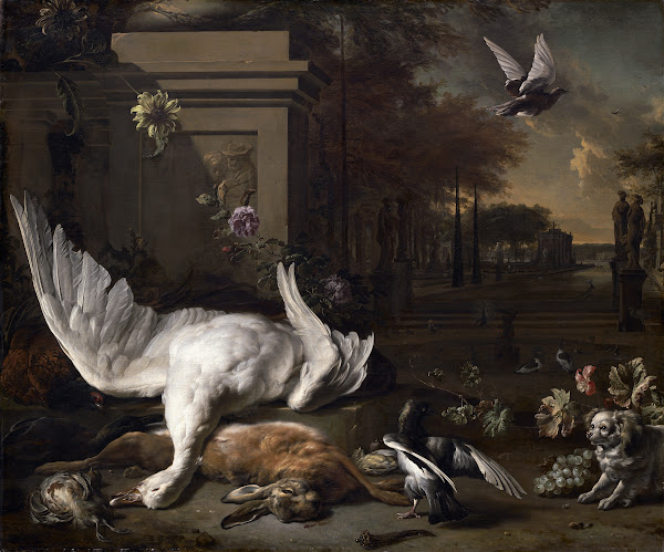 Still Life with Swan and Game before a Country Estate c 1685