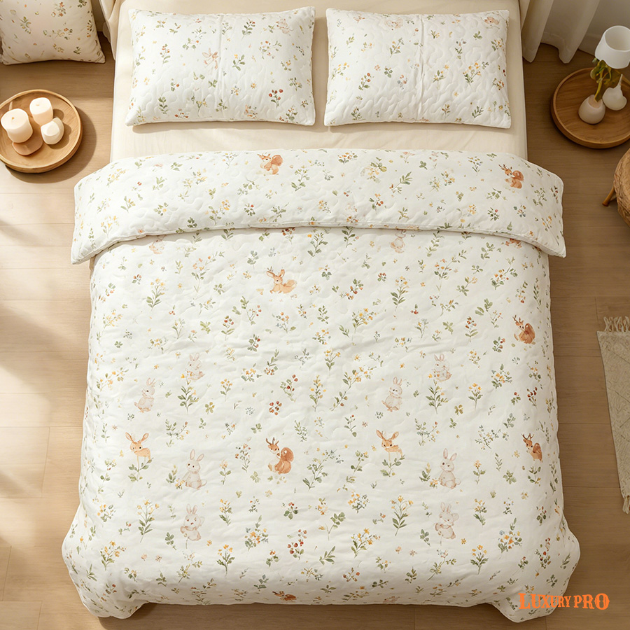 Free needle quilting duvet cover three piece set