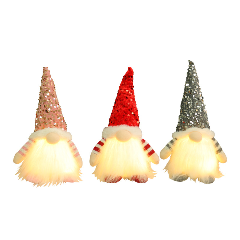 Leuchtende Wichtel-Figuren mit Pailletten-Mütze