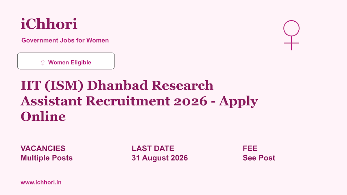 IIT (ISM) Dhanbad Research Assistant Recruitment 2026 - Apply Online - iChhori