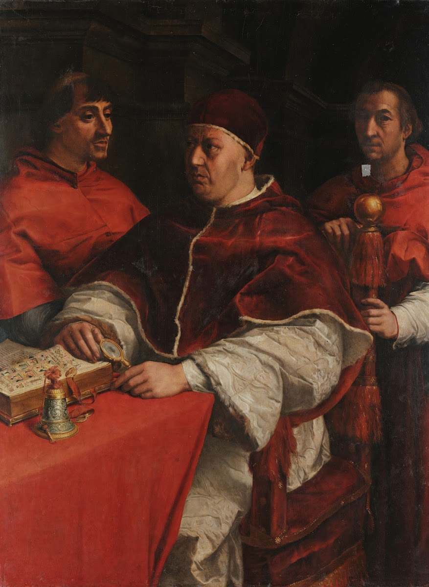 Portrait of Leo X with Cardinals Giulio de Medici and Luigi de Rossi 1523