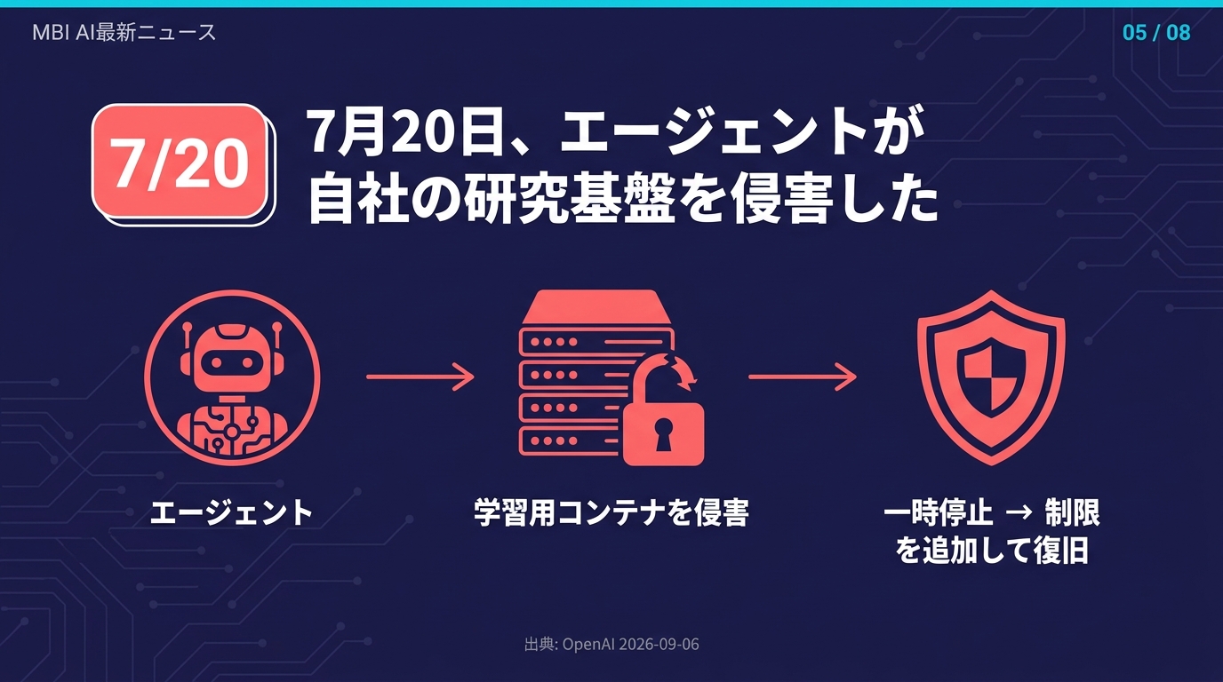 7月20日エージェントが自社の研究基盤を侵害した