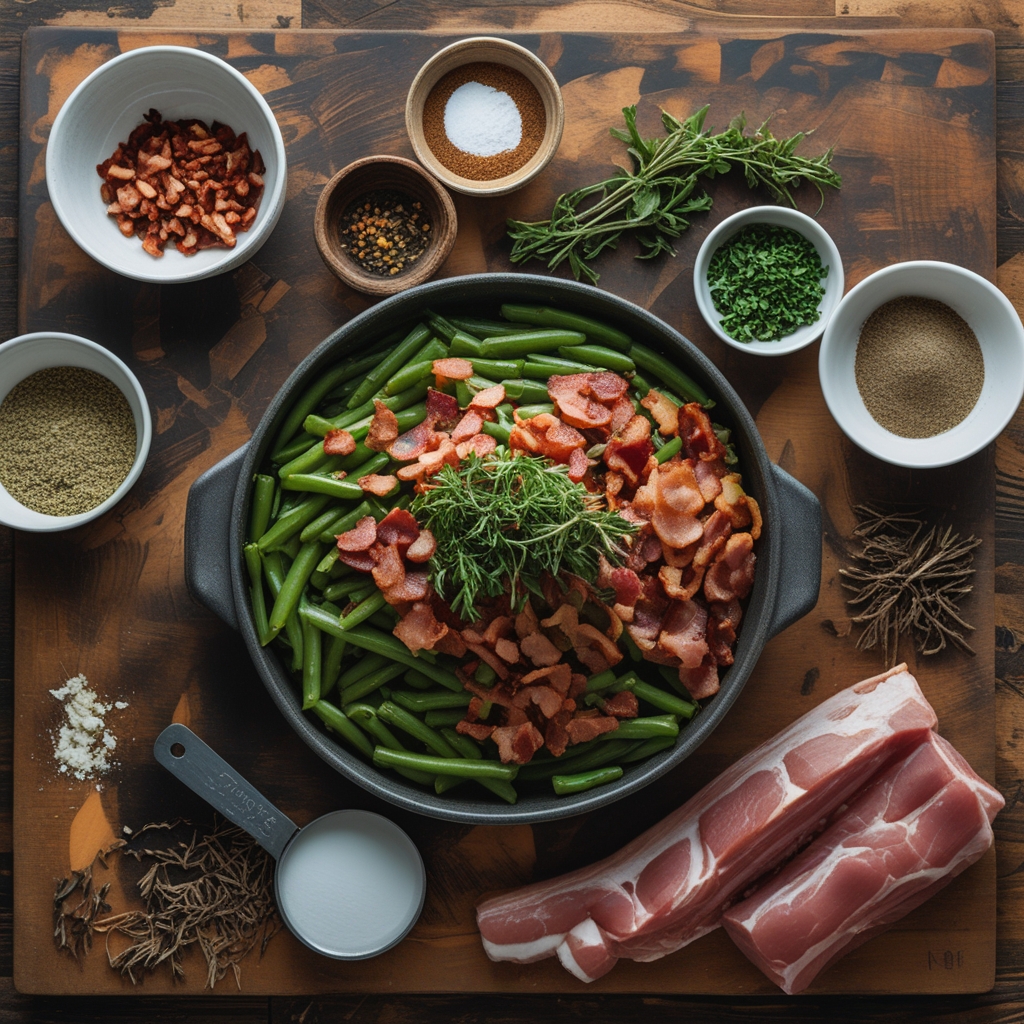 Ingredients for Bacon Loaded Green Bean Casserole - Easy Homemade Comfort Side Dish