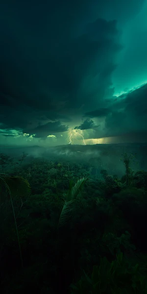 Dark Jungle Lightning Storm Full HD iPhone Wallpaper Background