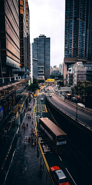 Bank, Building, Skyscraper, Cars, Bus 2K iPhone Wallpaper Background