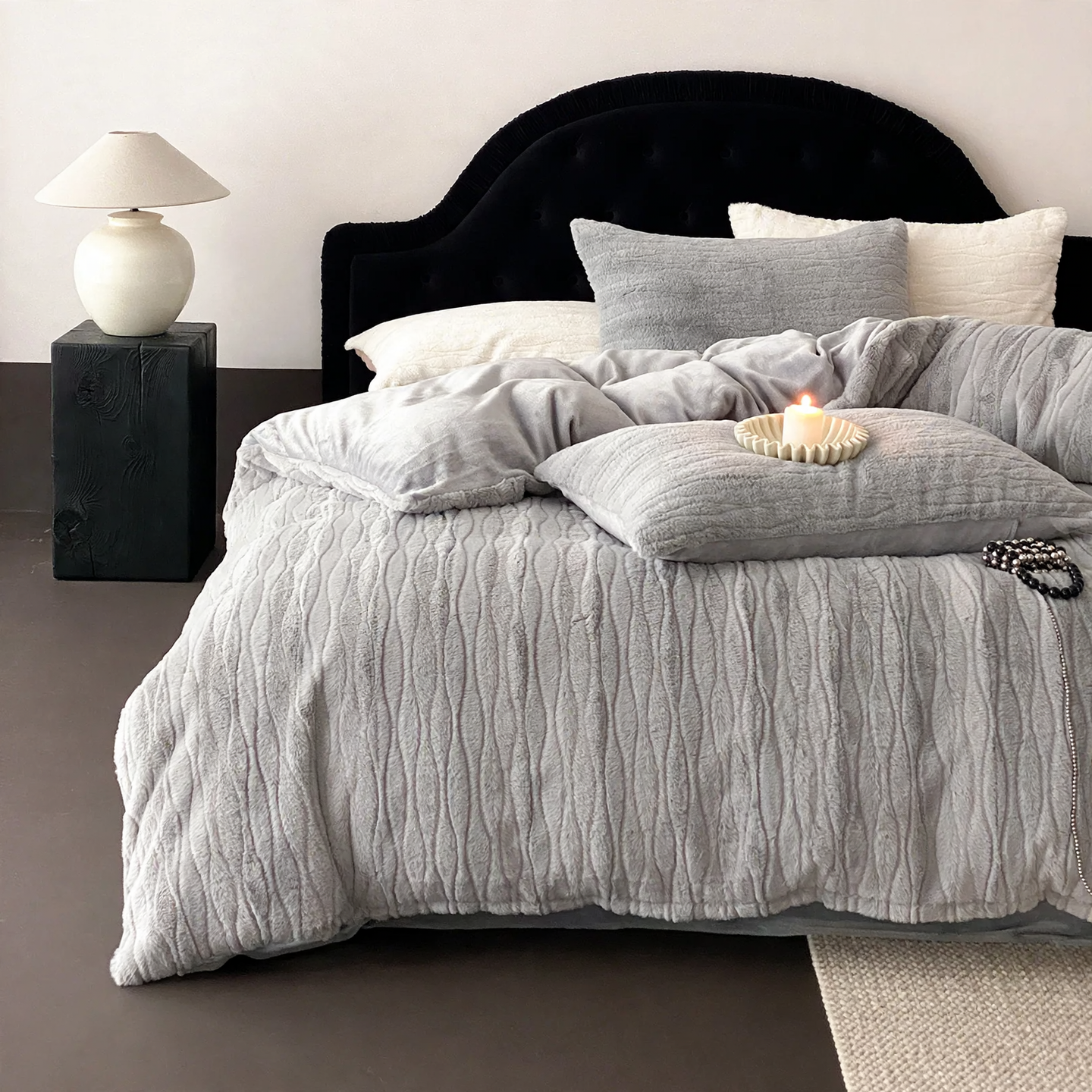 Luxuriöses Milchfaser-Fleece Bettwäsche-Set, einfarbig