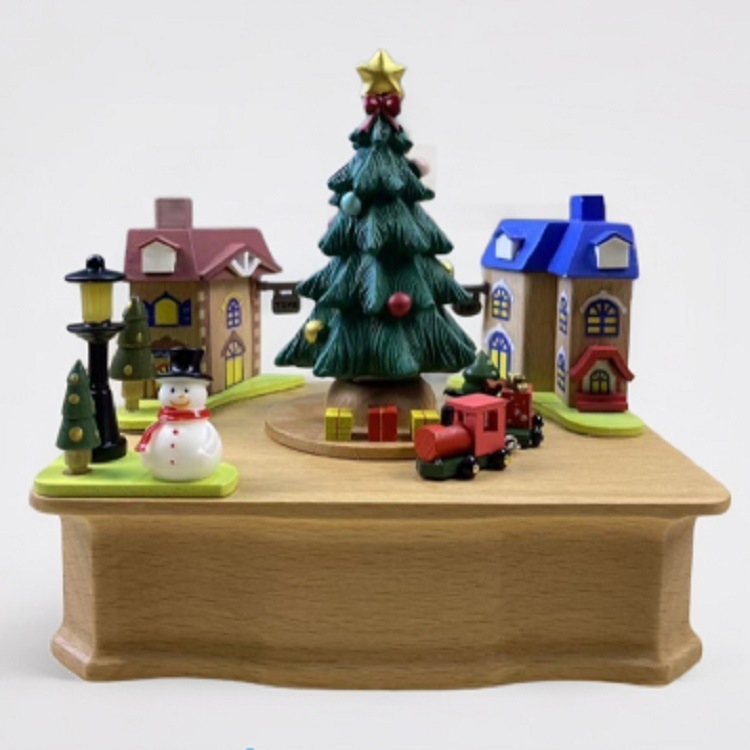 Decorative Christmas Music Box made of Wood