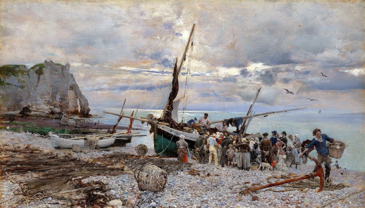 RETURN OF THE FISHING BOATS ÉTRETAT 1879