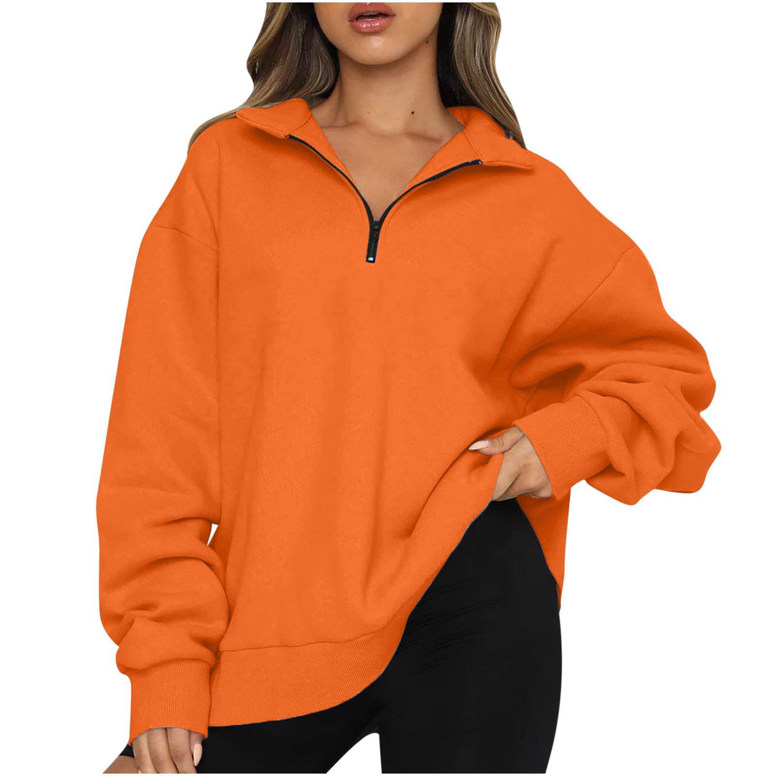 Women's sweatshirt with zip and stand-up collar