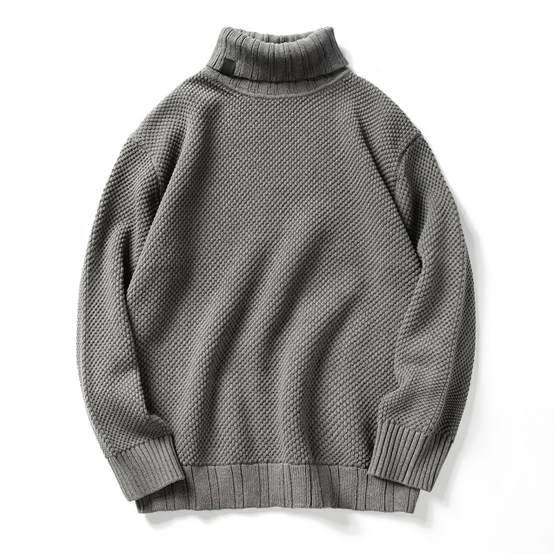 Men's knitted sweater with roll neck in retro style
