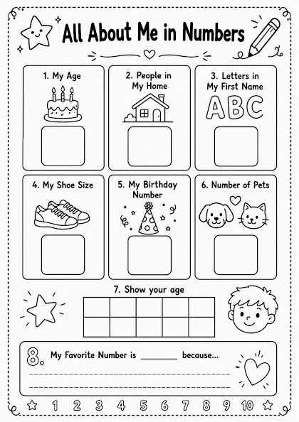 All About Me Numbers Worksheet