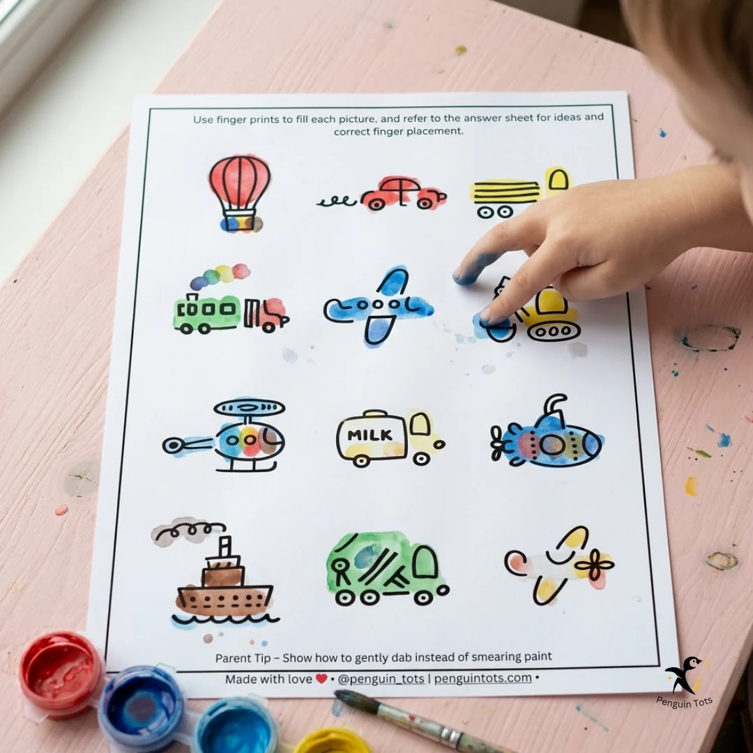 Finger Print Coloring Activity Set for Kids | Creative Paint Fun