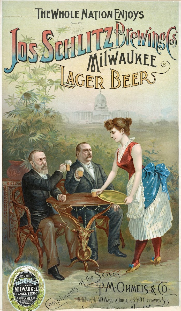 The whole nation enjoys Jos Schlitz Brewing Cos Milwaukee lager beer 1888