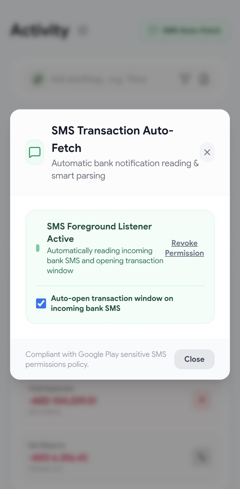 Bank SMS Preview