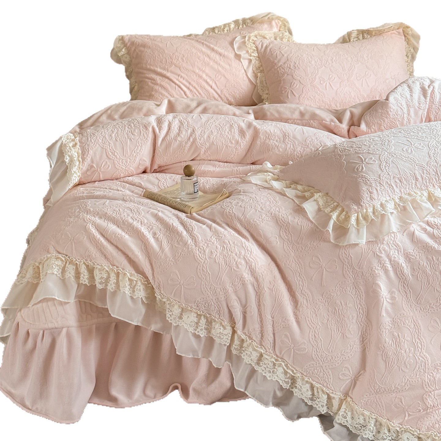 Milchfaser-Fleece Bettwäsche-Set im französischen Stil