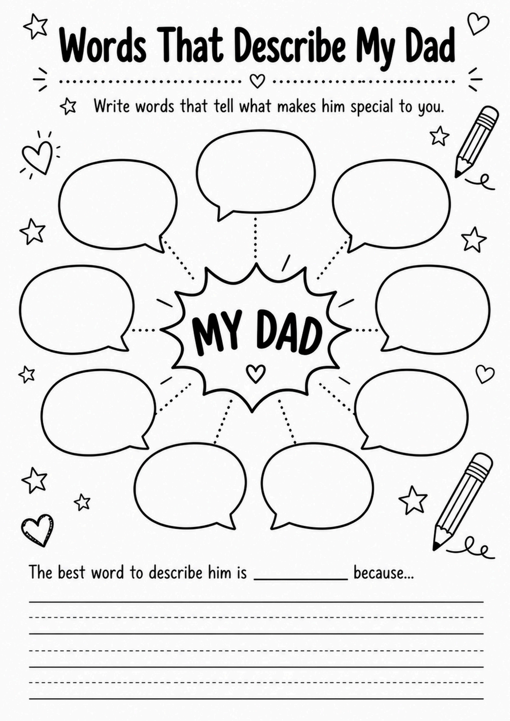 Words That Describe My Dad Worksheet