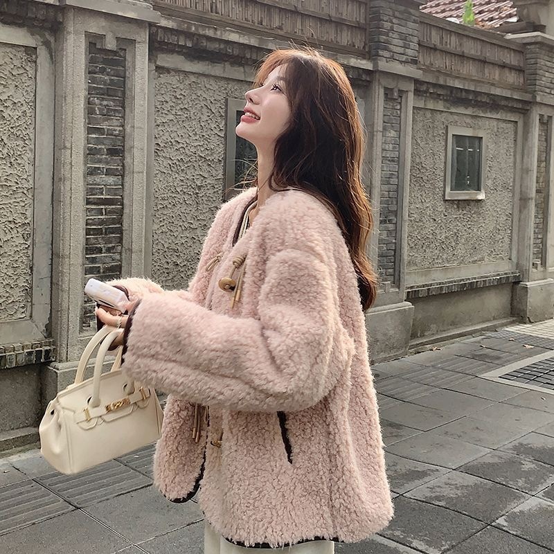 Damen-Lammfelljacke, kuschelig, Herbst/Winter