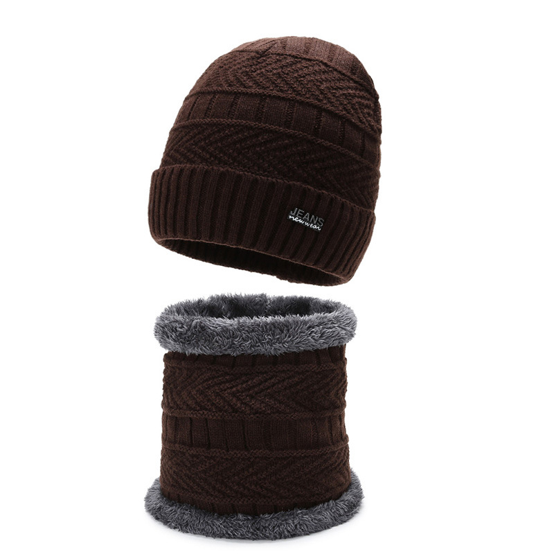 Winter knitted hat with neck warmer, 2-piece set