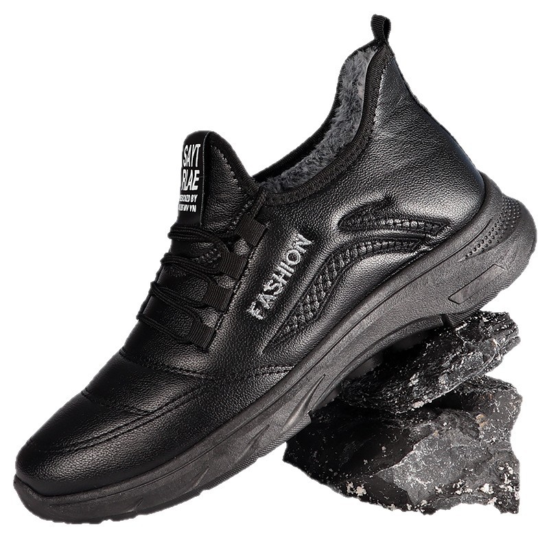 Warm men's winter boots with faux fur lining