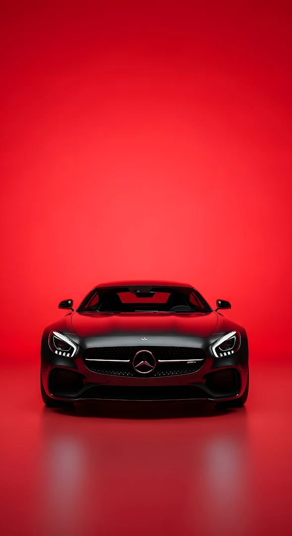 Matte Black Mercedes Sports Car Red Studio Backdrop