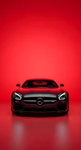 Matte Black Mercedes Sports Car Red Studio Backdrop