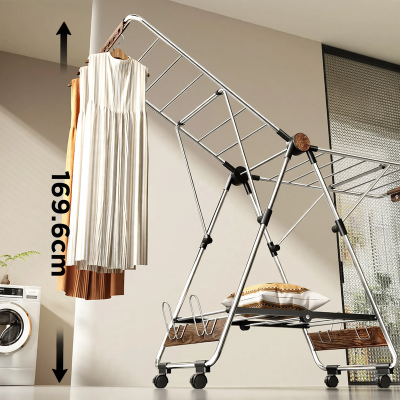 Stainless steel drying rack, foldable, standing model