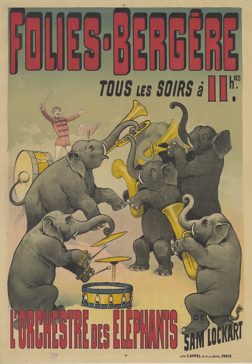 Folies Bergère tous les soirs lorchestre des éléphants de Sam Lockart 1890