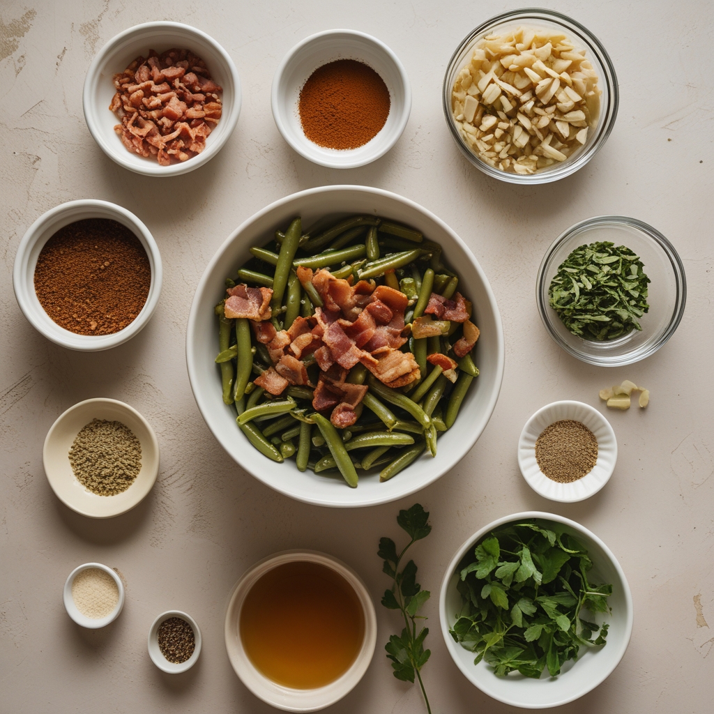 Ingredients for Bacon Loaded Green Bean Casserole - Easy Crowd-Pleasing Side Dish