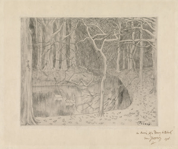 Bos met vijver en zwanen 1895