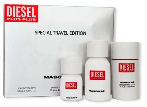 ESTUCHE DIESEL PLUS PLUS CAJA LECHE HOMBRE 3PZS 75ML EDT + 30ML EDT + DESODORANTE