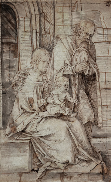 Heilige Familie linker Teil einer Anbetung der Könige