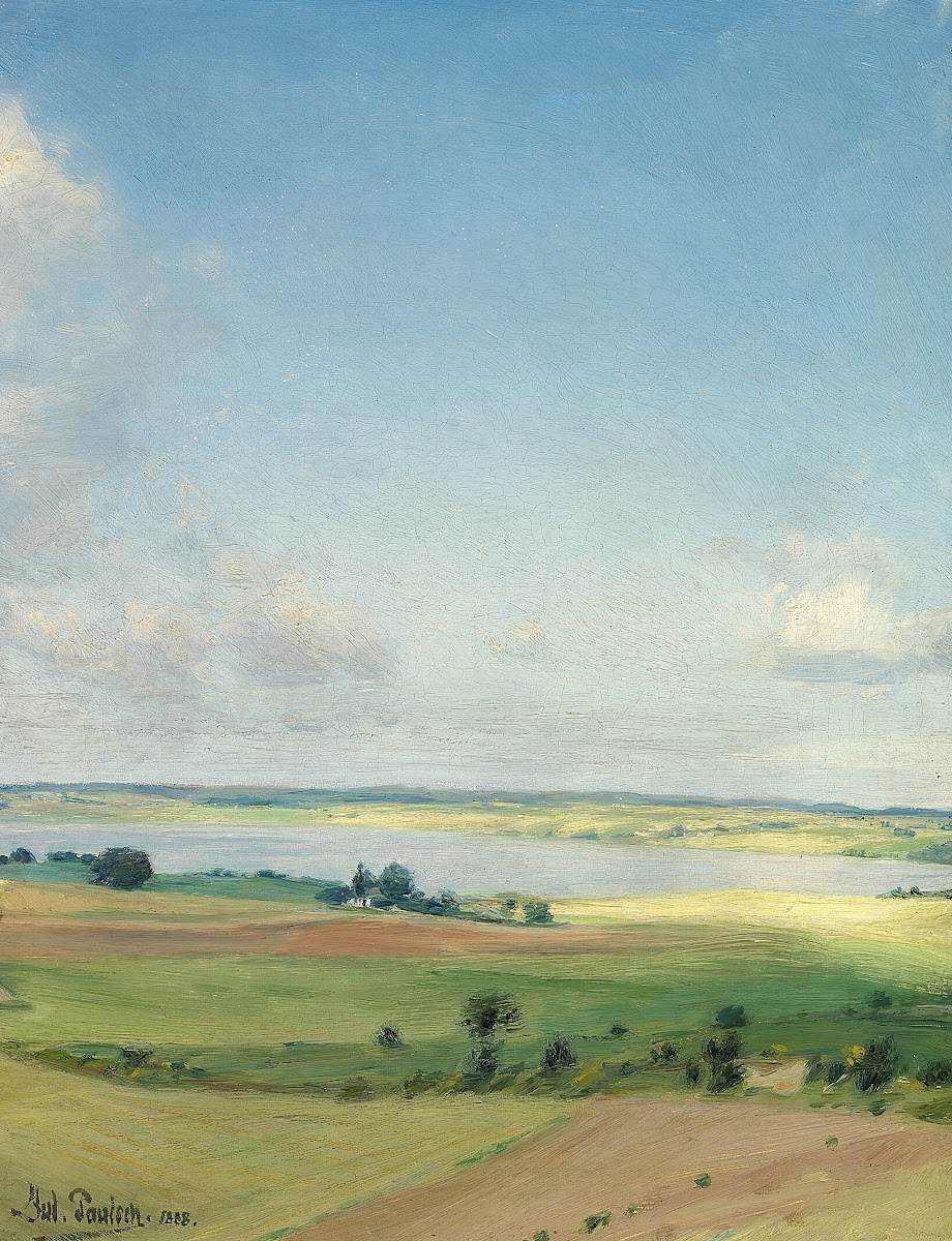 Udsigt over bakket landskab høj himmel 1888